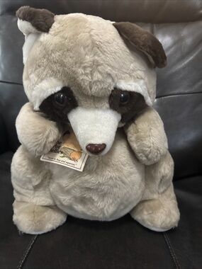 Vintage The Pot Bellies Raccoon Plush Toy 14" 1980 Daekor Original Tag